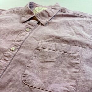 St Johns Bay Mens XL Short Sleeve Linen Blend Button Down Shirt Lavender Purple